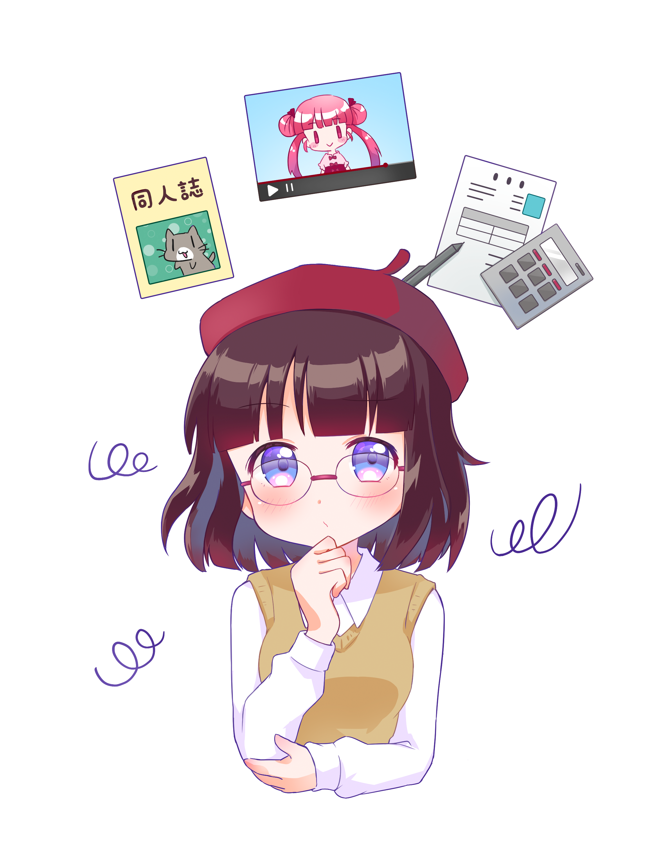 悩む女の子のイラスト